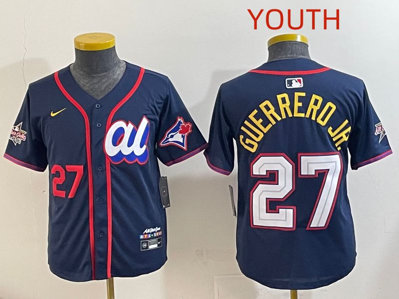 Youth 2025 Toronto Blue Jays #27 Guerrero jr Drak Blue All star Nike MLB Jersey style 5
